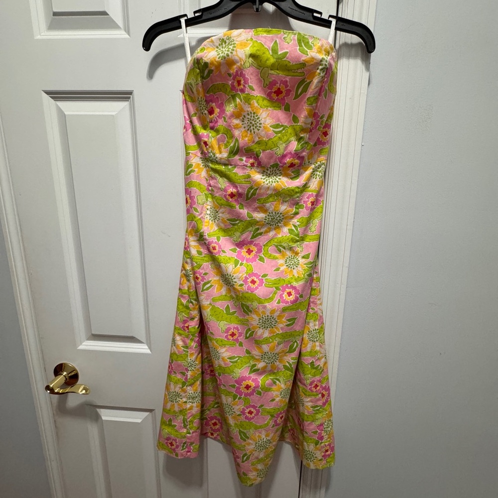 Lilly Pulitzer Pink and Green Strapless Sundress resort size 4